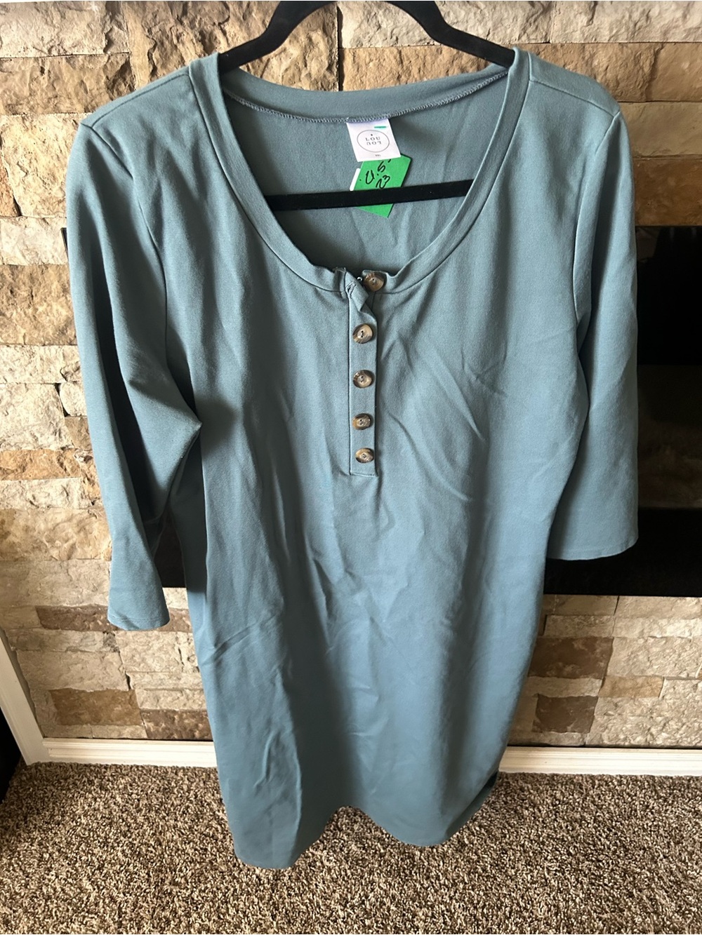 Lou Lou Zip Up Casual Midi Dress in Dusty Blue Quarter Length Viscose Nylon
